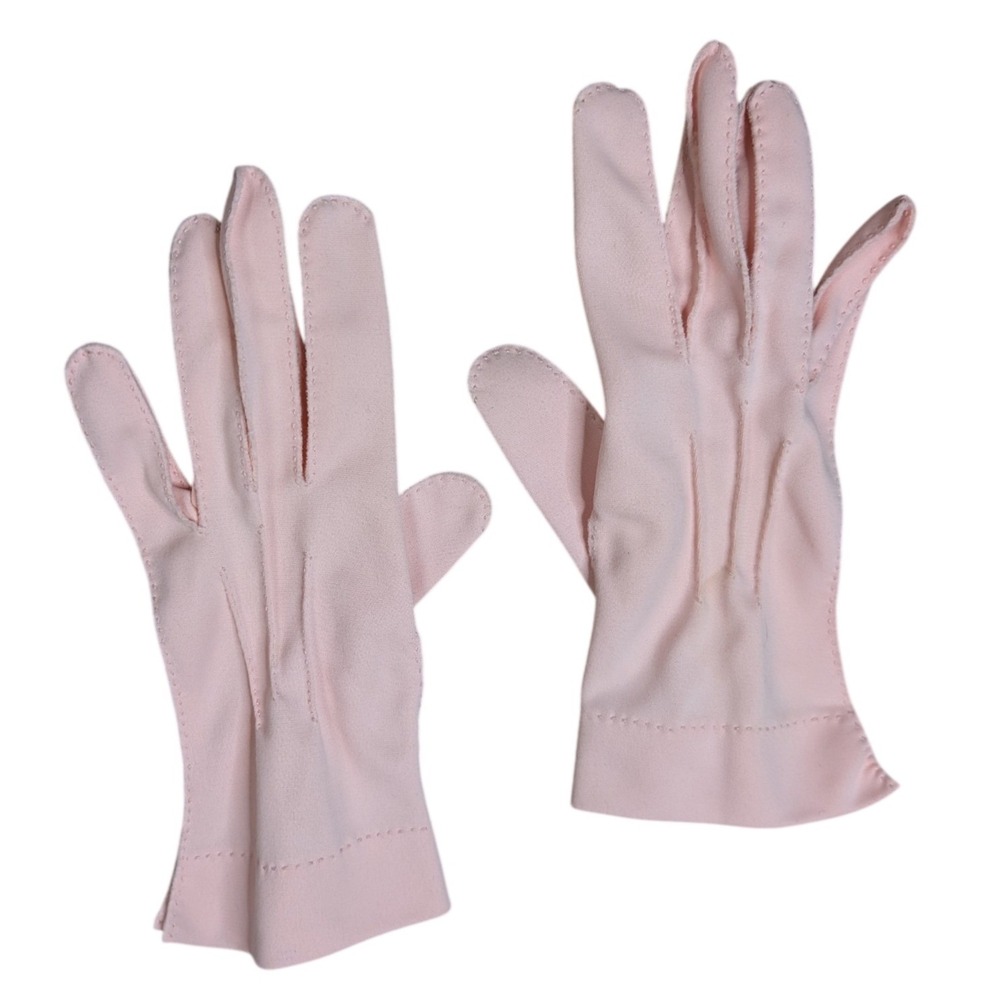 Vintage Paris Glove Pink‎ 7.5 Small Retro Ladies Dress Up Formal Pin Up